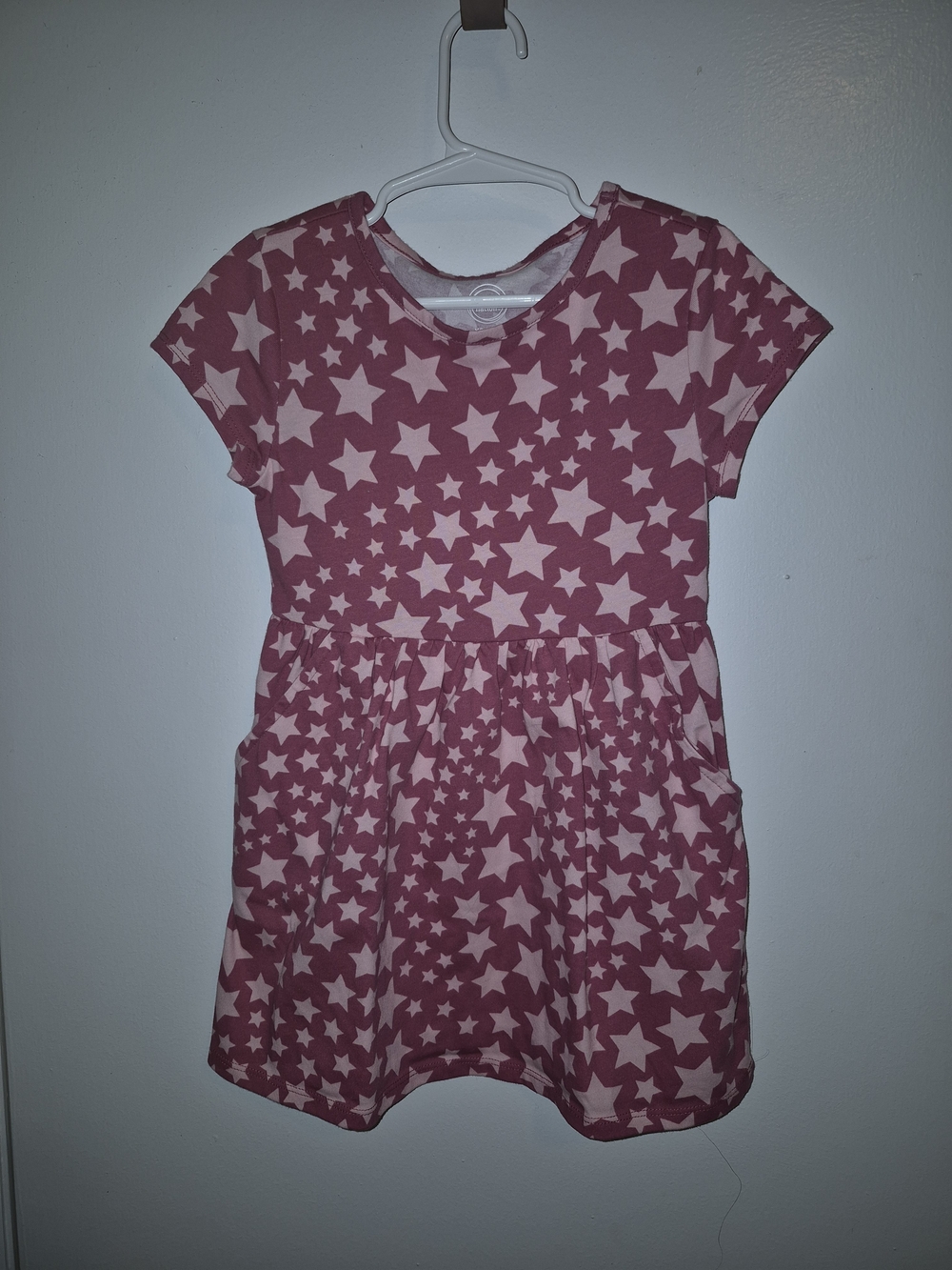 Wonder Nation Girls' XS (4-5) Pink Star Print Short Sleeve Dress